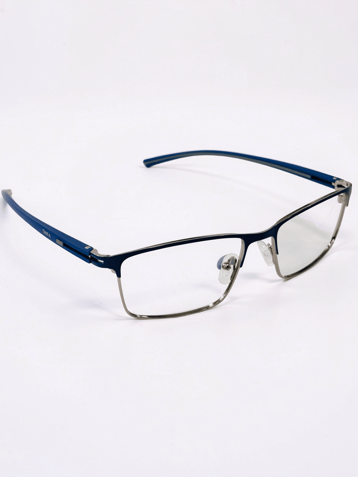 Navy Blue Silver Rectangle Optical Frame - Glow Opticals