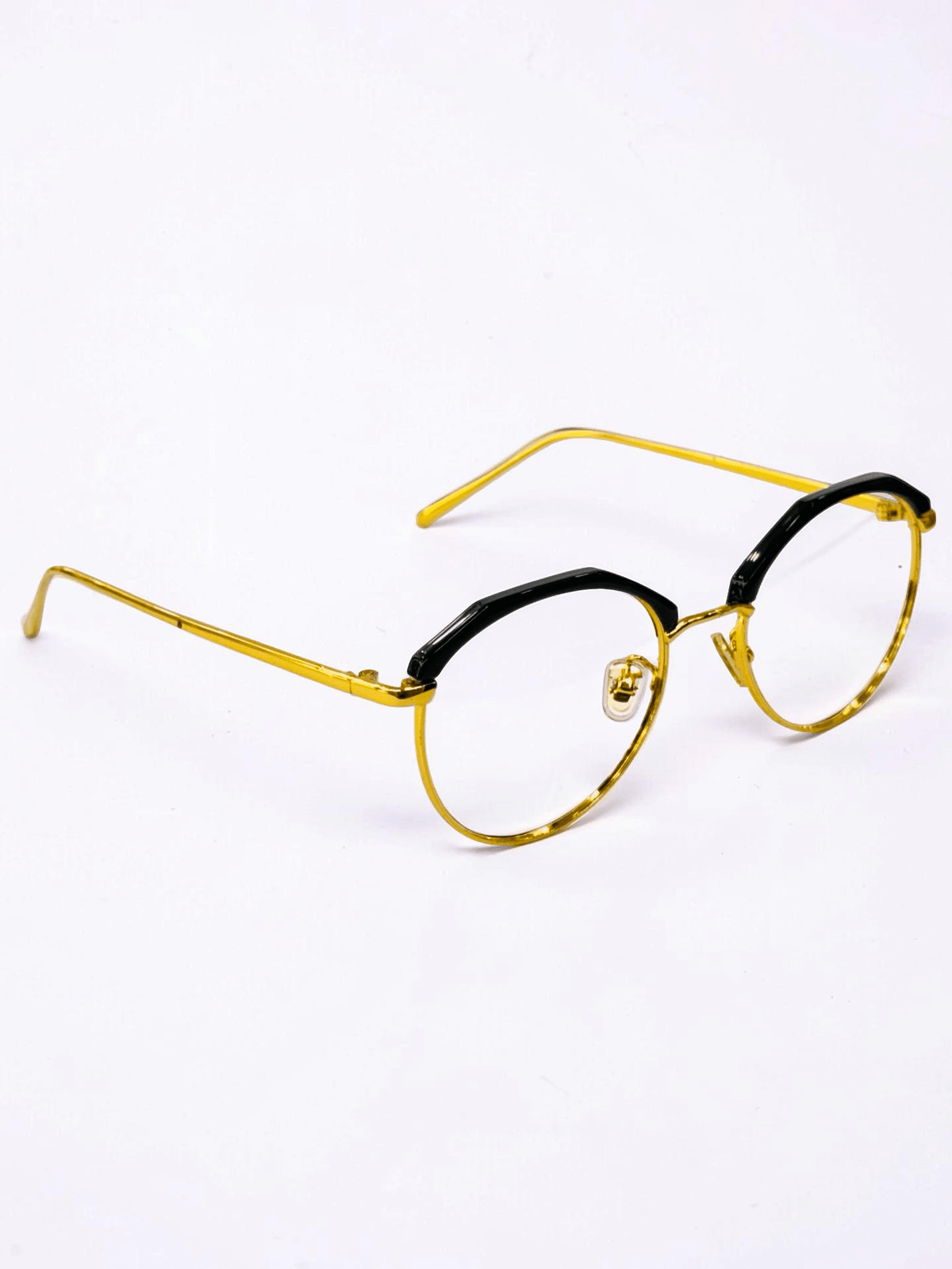 Round Browline Optical Frame – Gold & Black - Glow Opticals