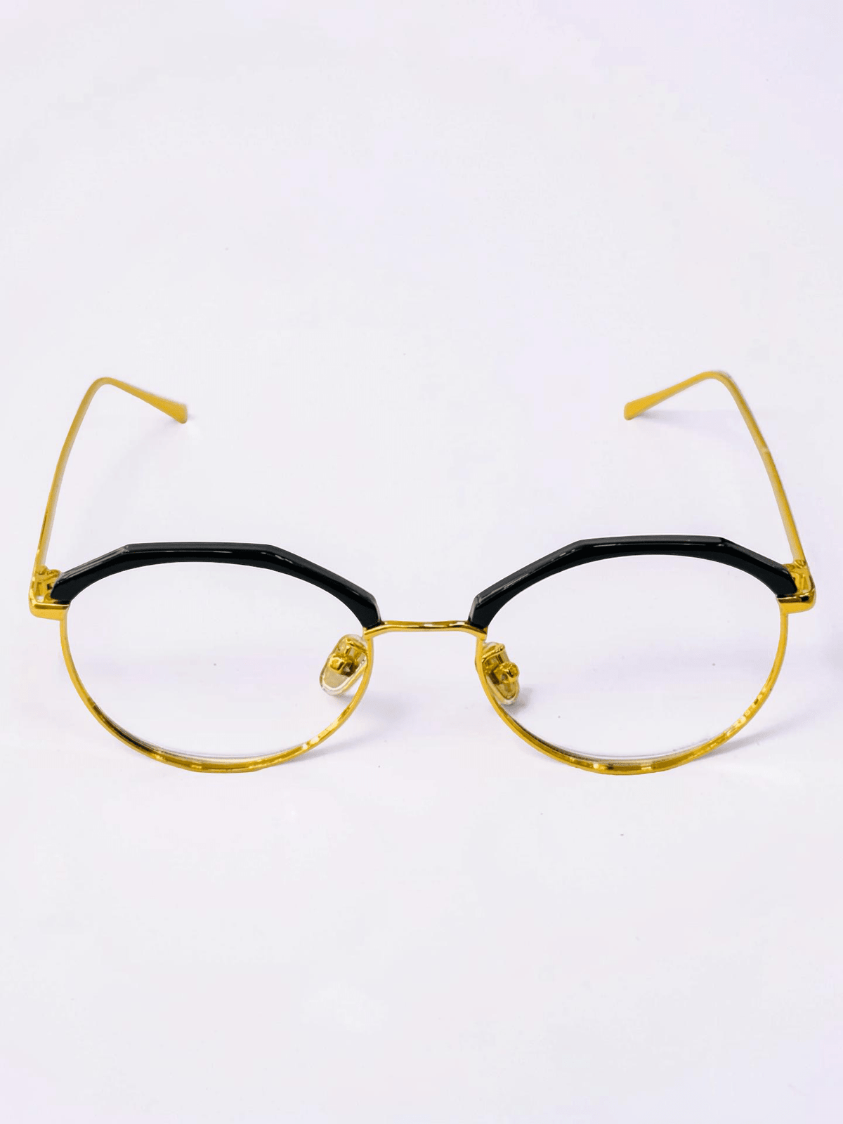 Round Browline Optical Frame – Gold & Black - Glow Opticals