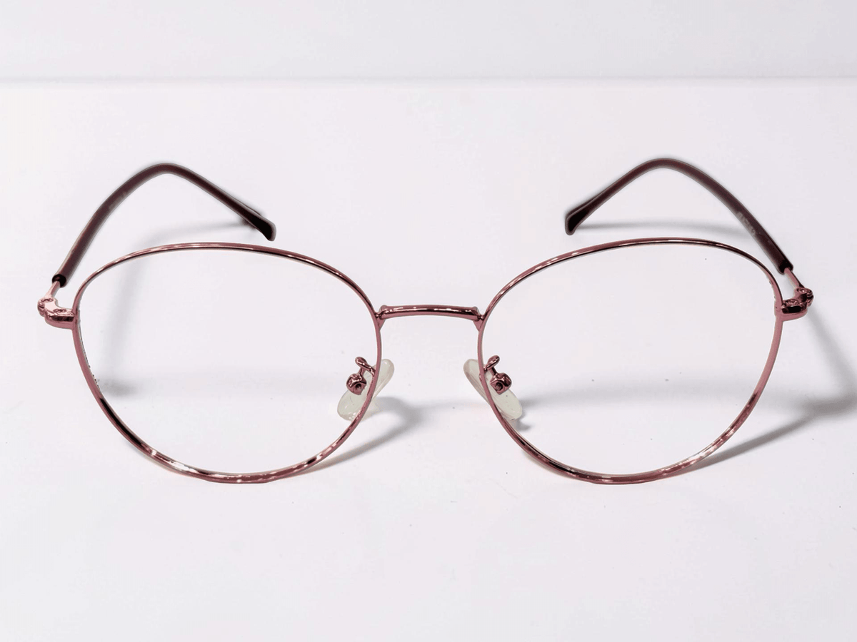 Round Metal Optical Frame – Rose Pink & Burgundy - Glow Opticals