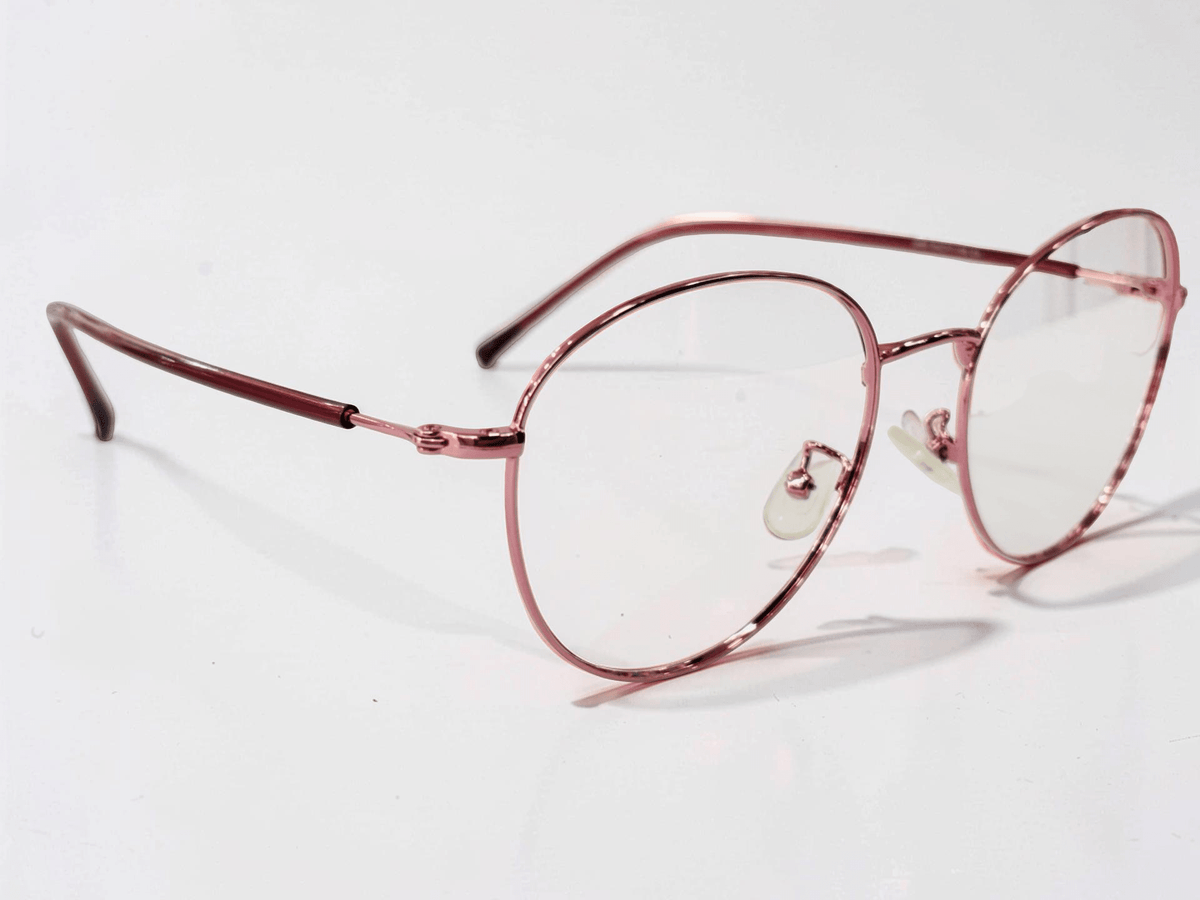 Round Metal Optical Frame – Rose Pink & Burgundy - Glow Opticals