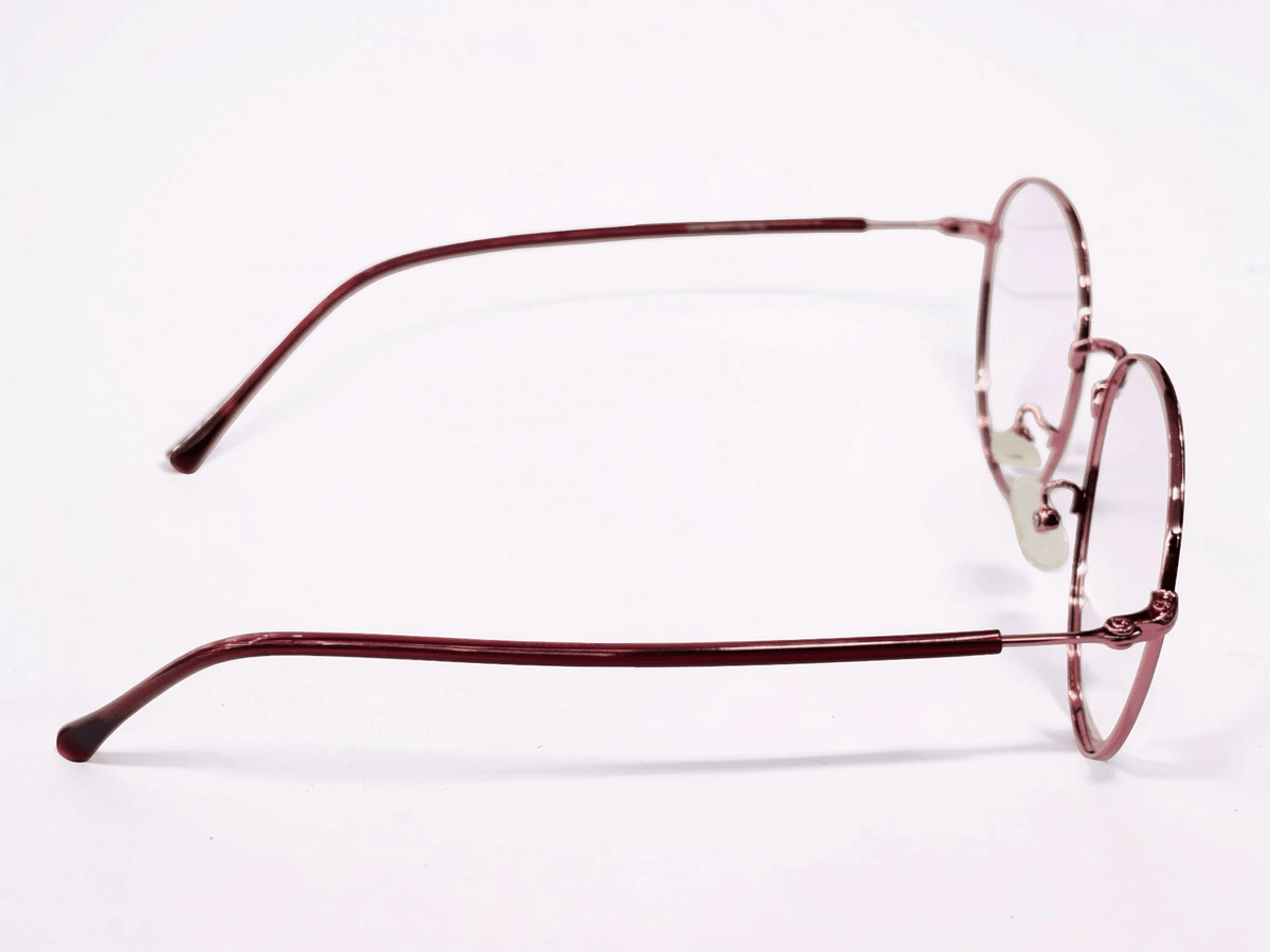 Round Metal Optical Frame – Rose Pink & Burgundy - Glow Opticals