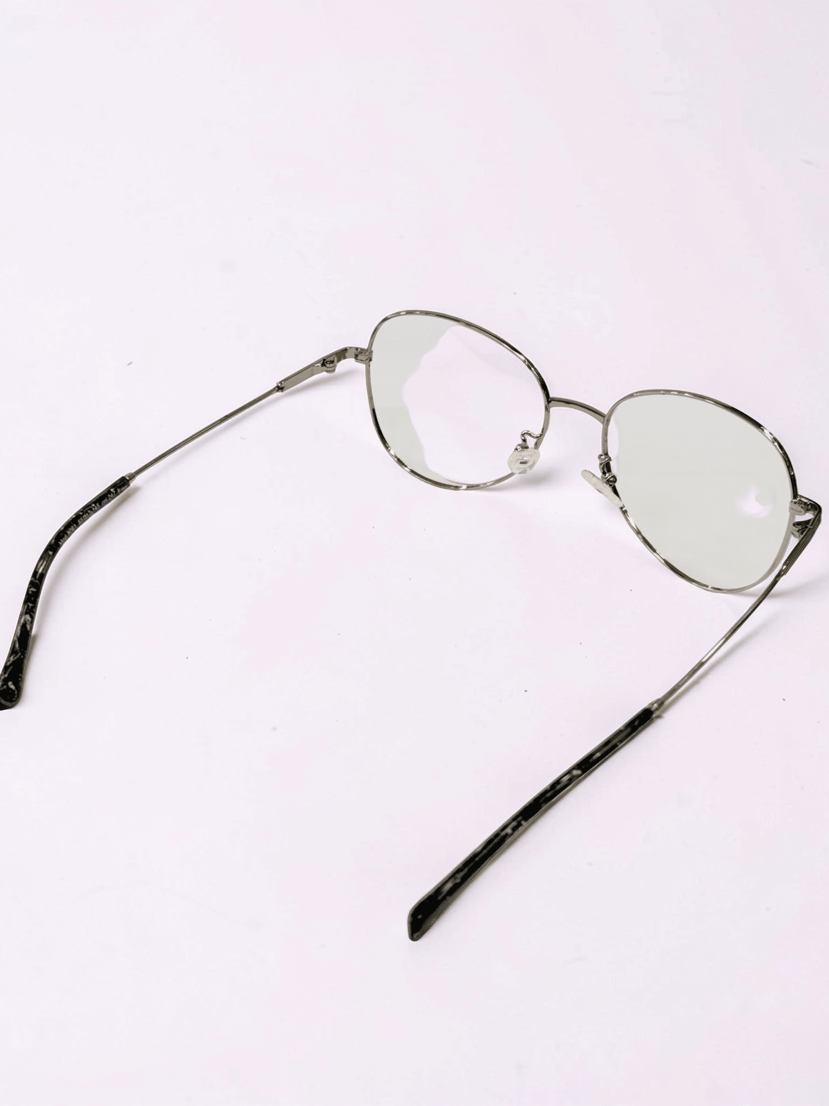 Round Optical Frame – Silver Black Marble - Glow Opticals