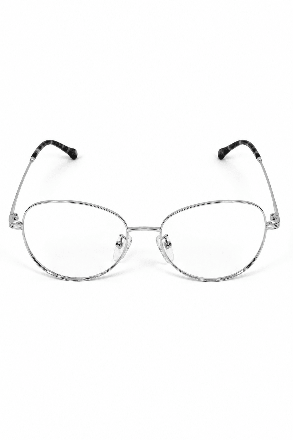 Round Optical Frame – Silver Black Marble - Glow Opticals