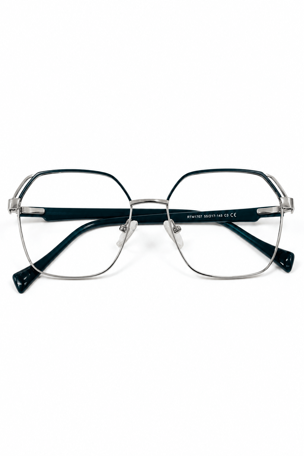 RTM1707 Geometric Optical Frame – Silver Teal - Glow Opticals