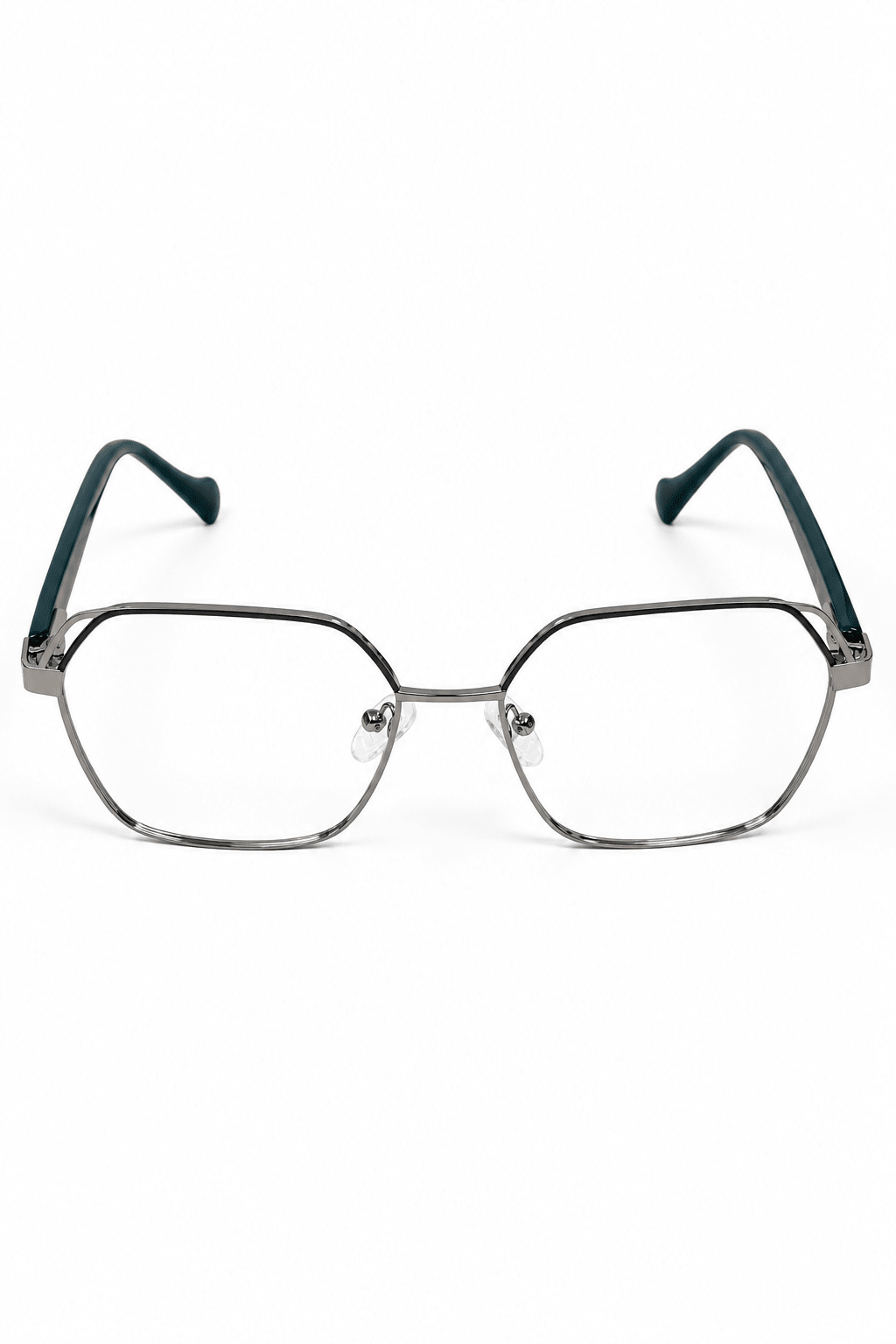 RTM1707 Geometric Optical Frame – Silver Teal - Glow Opticals
