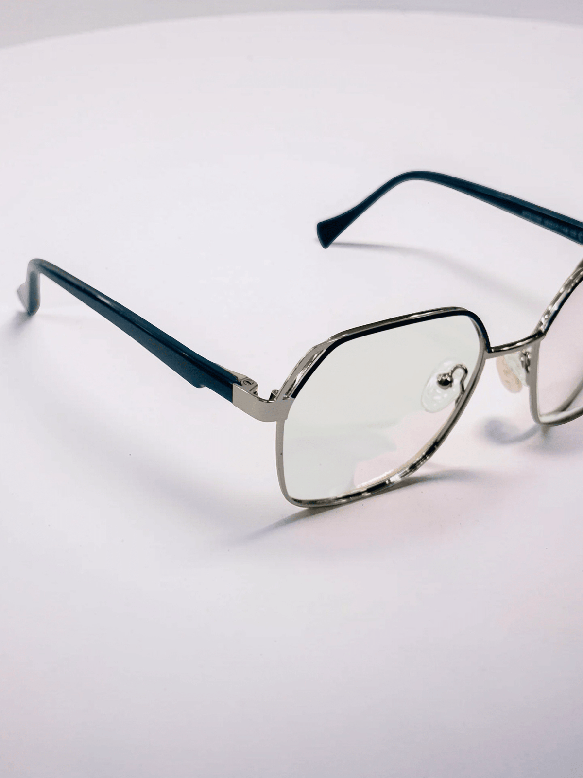 RTM1707 Geometric Optical Frame – Silver Teal - Glow Opticals