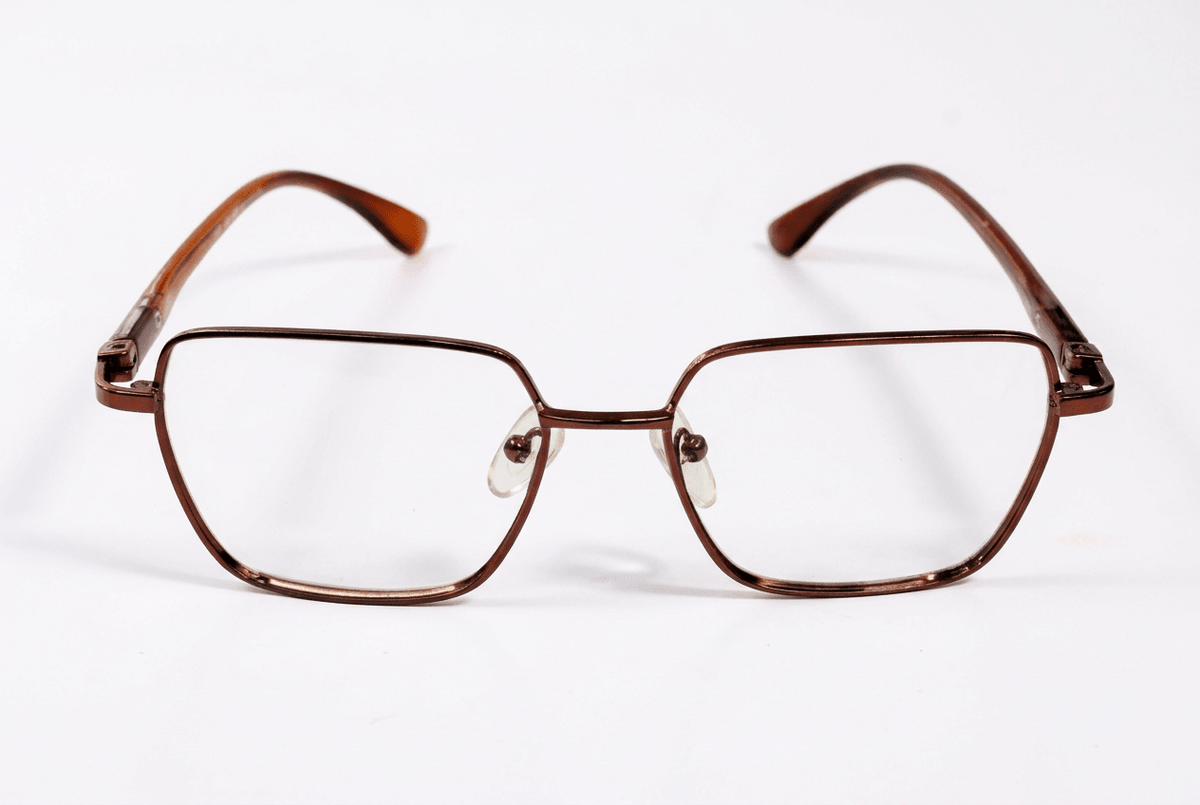 Square Metal Frame Eyeglasses – Brown - Glow Opticals