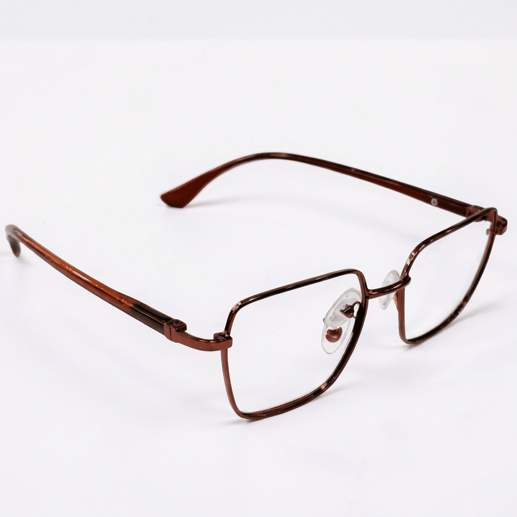 Square Metal Frame Eyeglasses – Brown - Glow Opticals