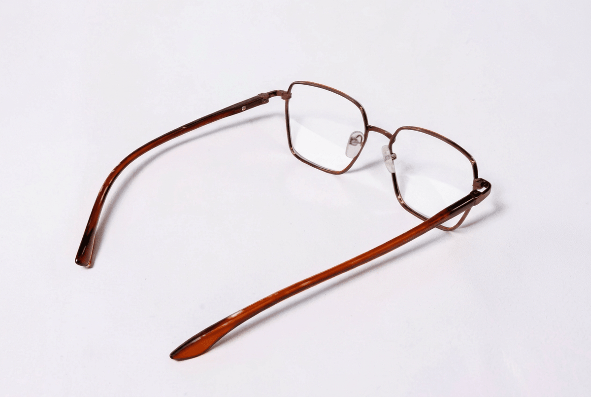 Square Metal Frame Eyeglasses – Brown - Glow Opticals