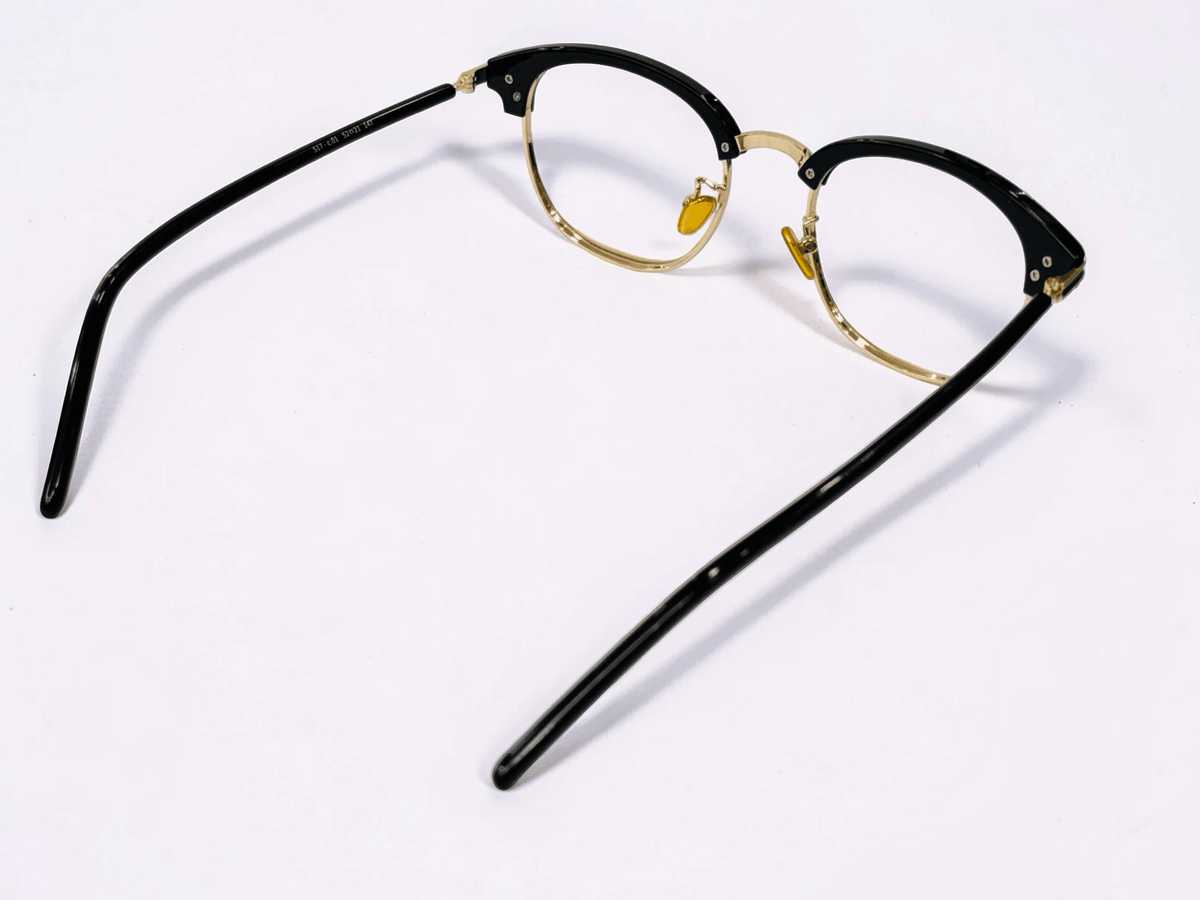 Unisex Browline Optical Frame — Black & Gold | Rayla - Glow Opticals