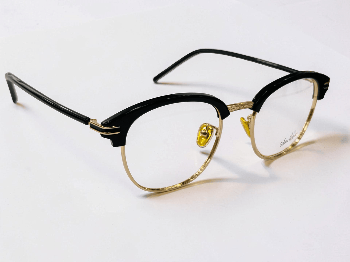 Unisex Browline Optical Frame — Black & Gold | Rayla - Glow Opticals