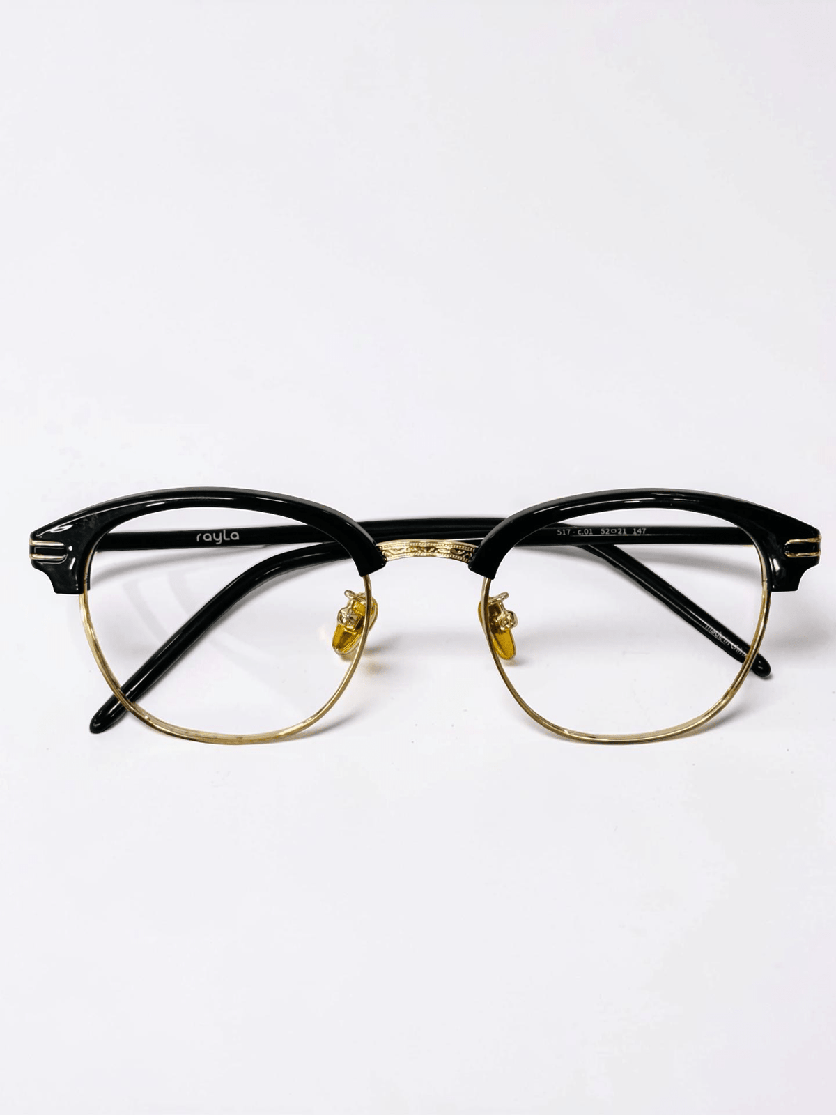 Unisex Browline Optical Frame — Black & Gold | Rayla - Glow Opticals