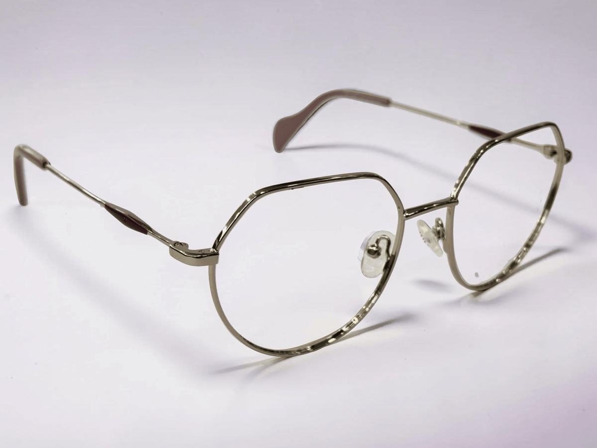Unisex Geometric Optical Frame — Silver & Mauve | Vantos - Glow Opticals