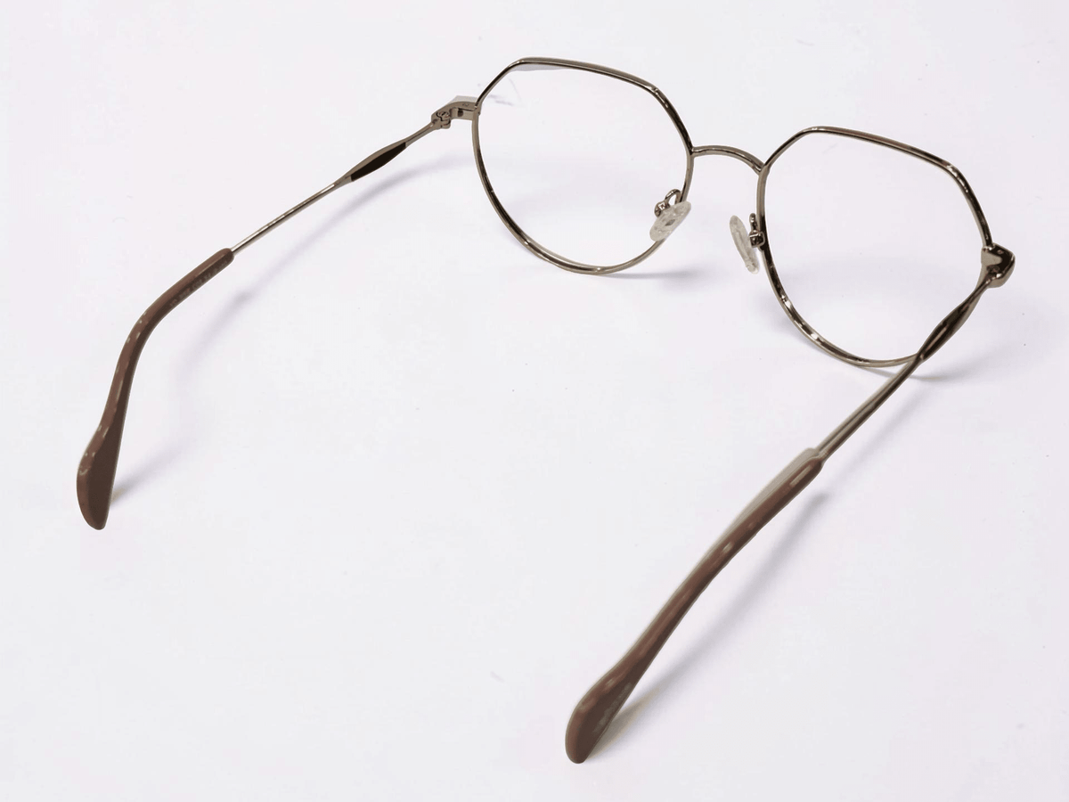 Unisex Geometric Optical Frame — Silver & Mauve | Vantos - Glow Opticals