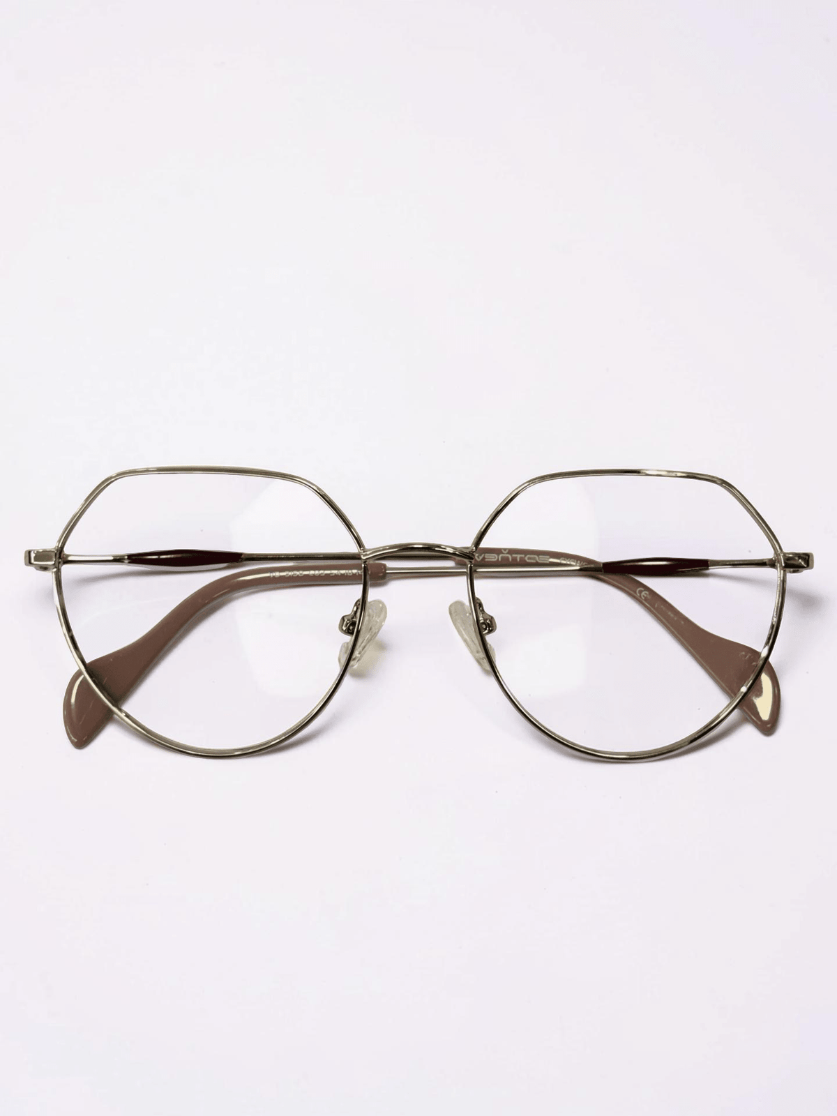 Unisex Geometric Optical Frame — Silver & Mauve | Vantos - Glow Opticals