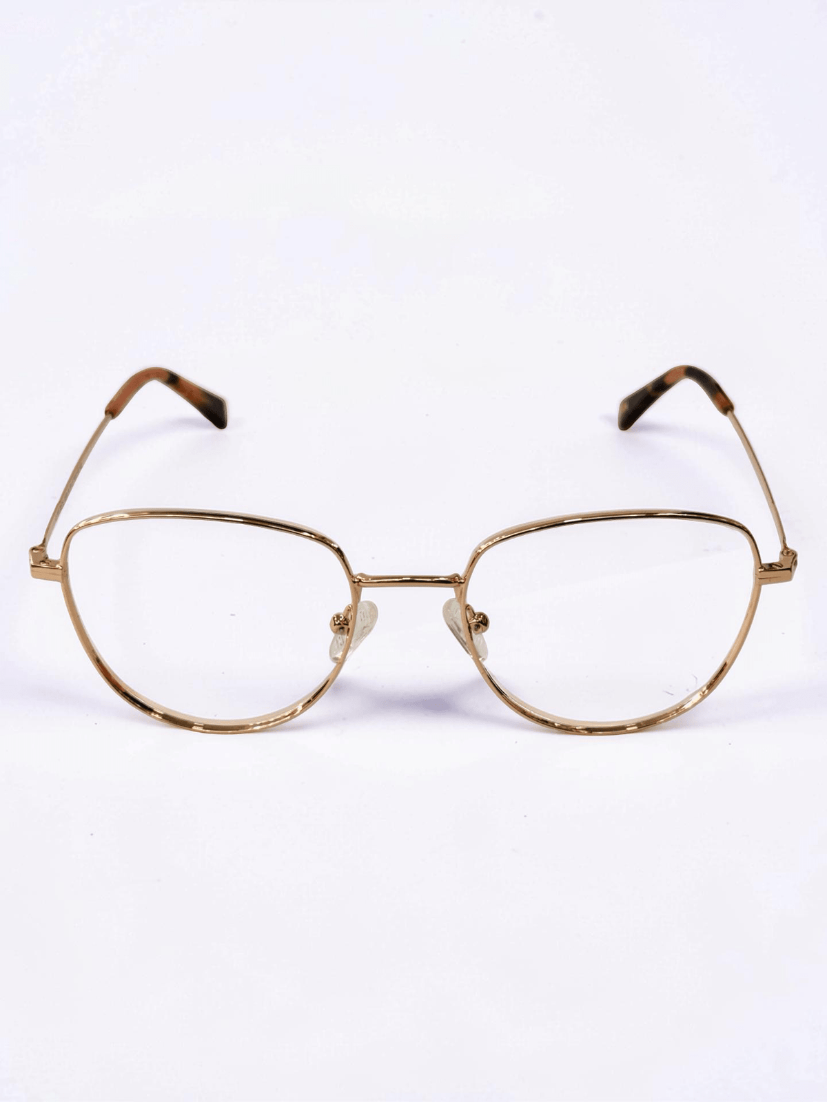 Unisex Metal Full-Frame Optical — Gold with Tortoise Tips - Glow Opticals