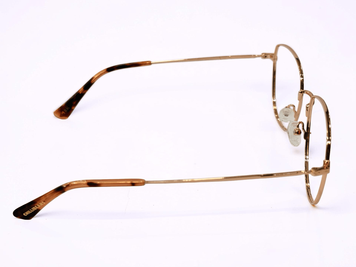 Unisex Metal Full-Frame Optical — Gold with Tortoise Tips - Glow Opticals