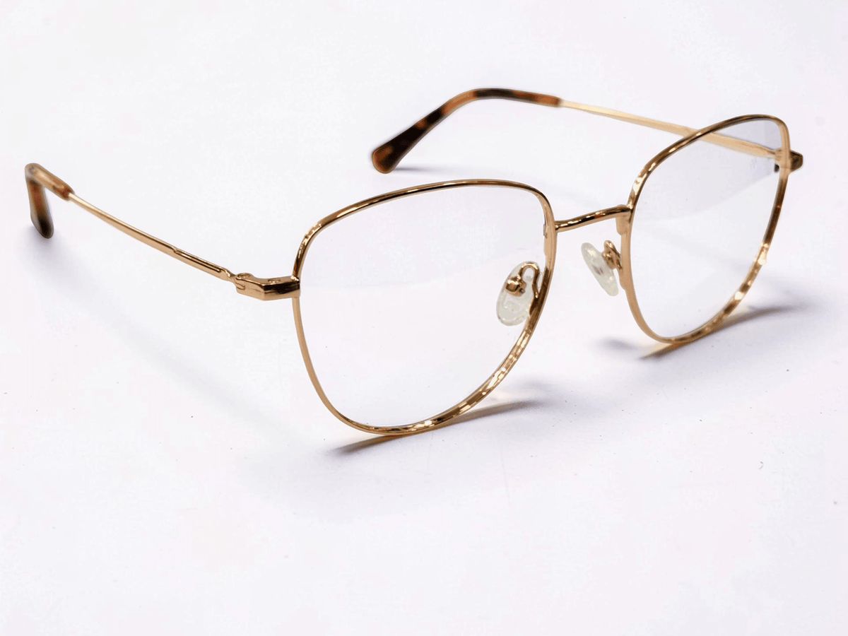 Unisex Metal Full-Frame Optical — Gold with Tortoise Tips - Glow Opticals